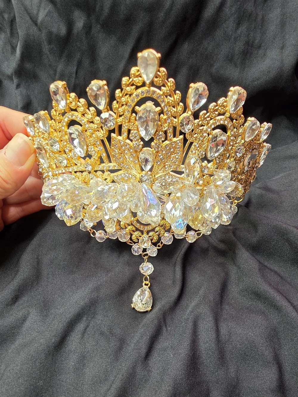 Gold Crystal Bridal Burthday Tiara with Clear Rhinestones